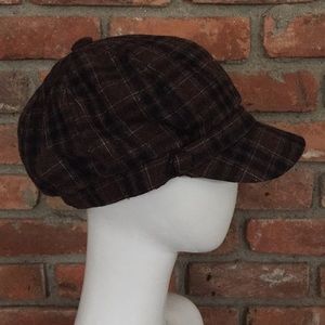 Plaid Women’s Cap Hat Brown News Boy Style